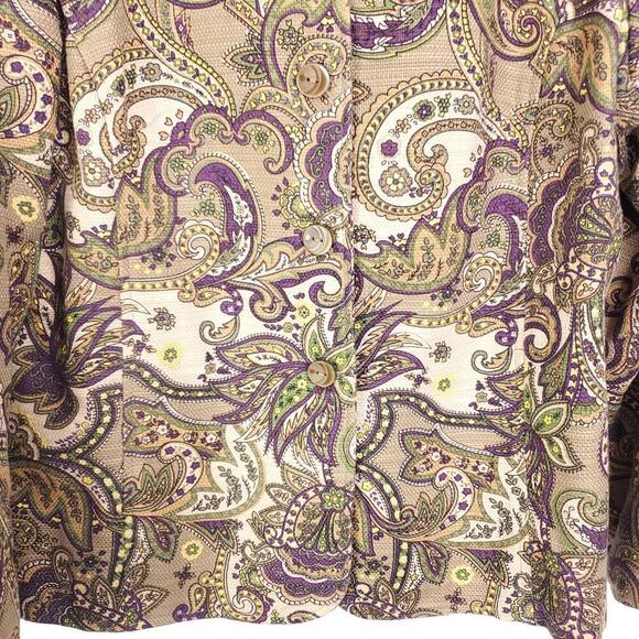 Coldwater Creek Jacket WOmens PL Blazer Paisley Grunge Eclectic Lined Button Up - Picture 4 of 9